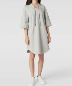 Marc Cain Oversized Sweatkleid Mit Label-Print - Hellgrau Meliert