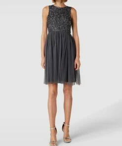 LACE & BEADS Cocktailkleid Mit Paillettenbesatz - Anthrazit
