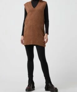Noisy May Strickkleid Mit V-Ausschnitt Modell 'Son' - Camel