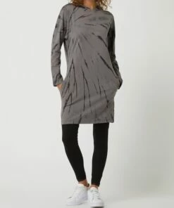 URBAN CLASSICS Sweatkleid Im Batik-Look - Dunkelgrau