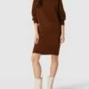 Pieces Knielanges Strickkleid Mit Rollkragen Modell 'Fabia' - Cognac