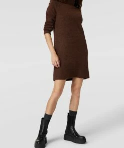 Pieces Minikleid In Strick-Optik Modell 'Ellen' - Dunkelbraun