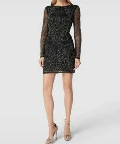 LACE & BEADS Cocktailkleid Mit Zierbesatz - Schwarz