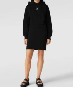 Puma Sweatkleid Mit Label-Stitching Modell 'Classics Hooded Dress' - Schwarz