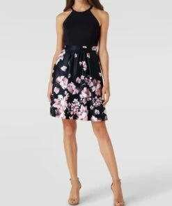 Jake*s Cocktail Cocktailkleid Mit Floralem Muster - Marineblau Meliert