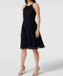 Jake*s Cocktail Cocktailkleid Mit Plisseefalten - Marineblau Meliert