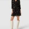Apricot Minikleid Mit Floralem Allover-Muster - Schwarz