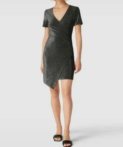 Apricot Minikleid Mit V-Ausschnitt - Mittelgrau Meliert